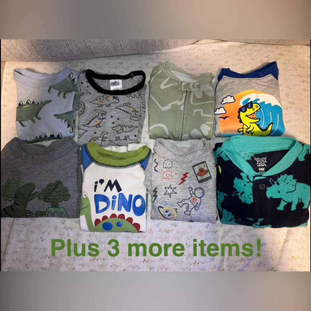 🦖 11 piece boys dinosaur bundle lot 6-12 plus 24 months and 5T clothes 🦕